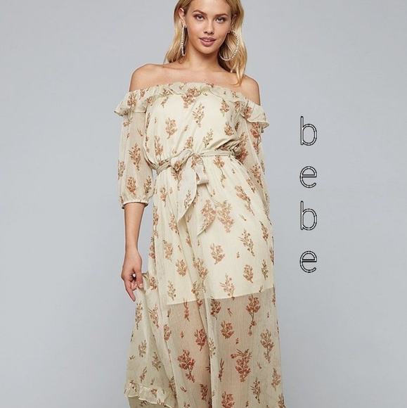bebe Dresses & Skirts - BEBE DRESS Amazing Floral Ruffled Ankle Length NWT